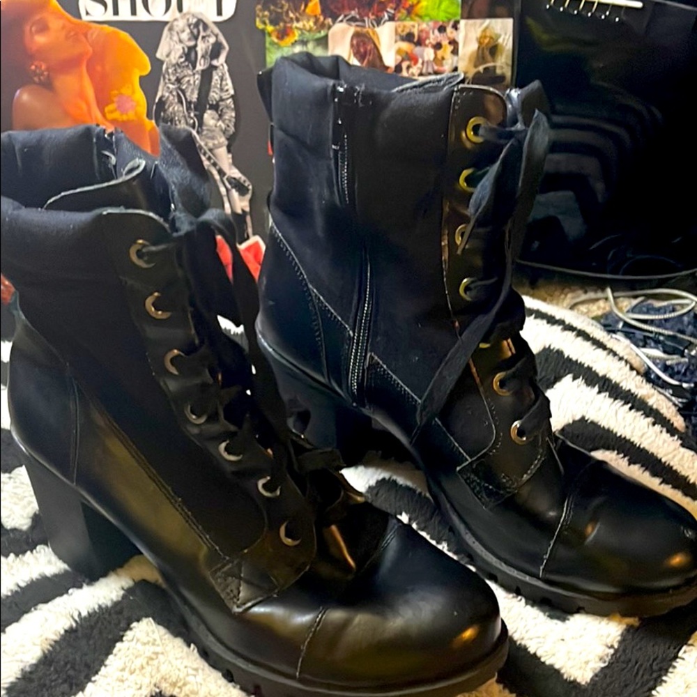 Black Faux Leather Boot